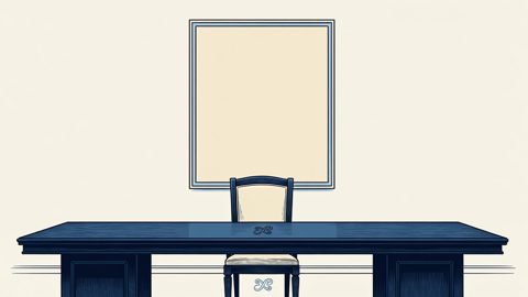 Illustration: a vacant seat at a table and an empty picture frame