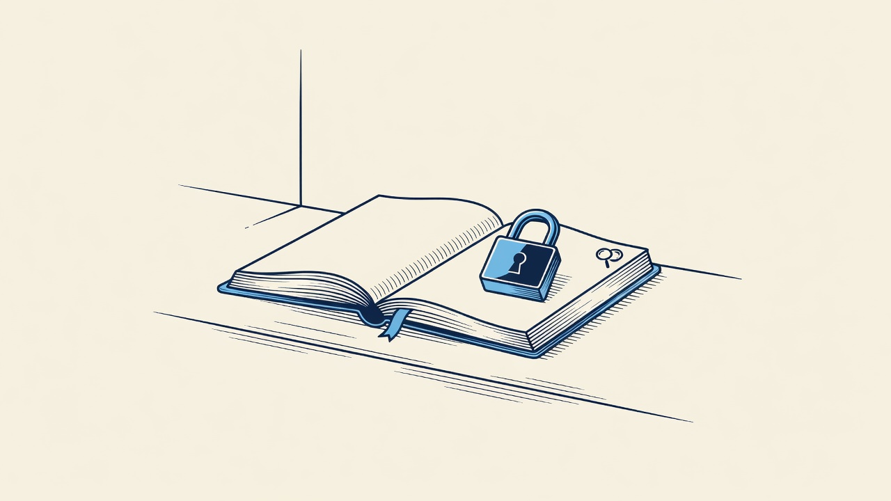 Illustration: a notebook and padlock on a doorstep