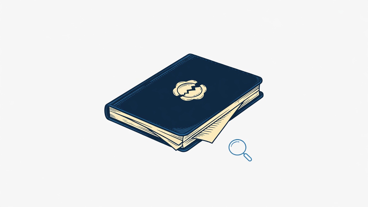 Illustration: a manual with a broken seal and loose pages